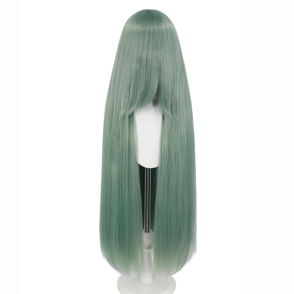 Women Green 40 Inch Classic Bangs Long Straight Halloween Costume Cosplay Wig
